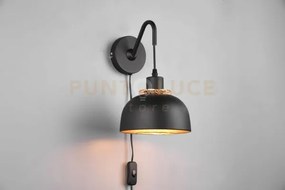 Punch applique in metallo nero e oro h. 30cm 1 luce attacco e27