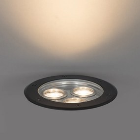 Faretto da terra moderno nero 3 luci IP65 - Tribus