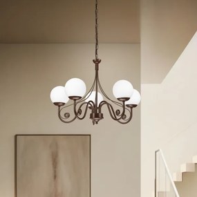 Brilagi - LED Lampadario a sospensione con catena COTTAGE 5xG9/40W/230V marrone/bianco