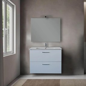 Mobile bagno 80 cm Vitra bianco con specchio e lampada Led