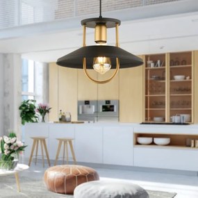 Lampadario a sospensione con filo 1xE27/40W/230V nero/oro