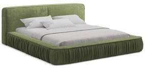 Letto matrimoniale imbottito verde con contenitore e rete inclusi 140x200 cm Keoni – Makamii