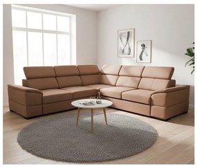 Divano angolare reversibile GRANADA trasformabile con contenitore, marrone