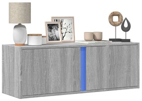 Mobile Tv A Parete Con Luci Led Grigio Sonoma 100x31x35 Cm /