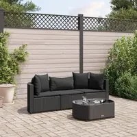 Set Divani da Giardino 4 pz con Cuscini Nero in Polyrattan 3308363