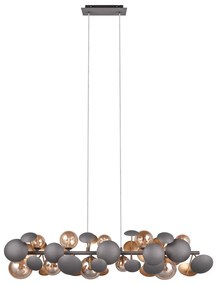 Lampada a sospensione con paralume in vetro grigio-oro Bubble - Trio Select