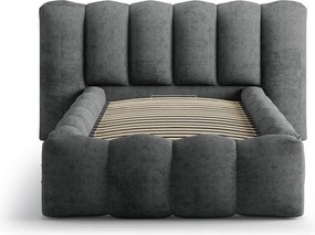 Letto singolo imbottito grigio scuro con contenitore con rete inclusa 90x200 cm Lupine – Micadoni