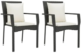 Set da pranzo da giardino 7 pz nero con cuscini in polyrattan