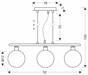 Lampadario a sospensione su cavo SOMUL 3xG9/20W/230V nero fumé