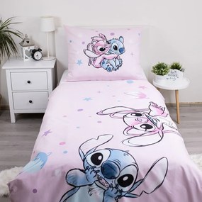 Set copripiumino e federa da bambini rosa in cotone per letto singolo 140x200 cm Lilo a Stitch "Universe" – Jerry Fabrics