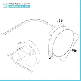 Specchio bagno tondo diametro 70 con applique LED cromata