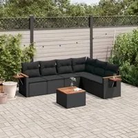 Set Divani da Giardino con Cuscini 7pz Nero Polyrattan 3226846