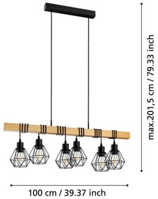 Eglo 44076 - Lampadario a cavo TOWNSHEND 6xE27/60W/230V