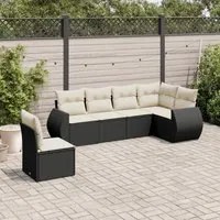 Set Divano da Giardino 6 pz con Cuscini Nero in Polyrattan 3253763