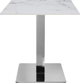 Tavolo bar ristorante 70x70 cm piano per esterno effetto Marmo e base argento H 75