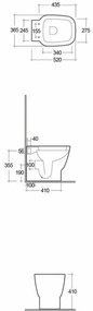 Vaso filomuro Rak serie One scarico multiplo con curva tecnica inclusa