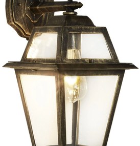 Applique Da Esterno Vintage Nuova Orleans Alluminio Nero Antico Vetro 1 Luce E27