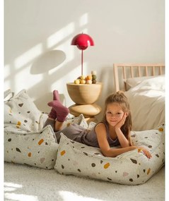 Pouf a sacco per bambini bianco con rivestimento in bouclé e ciniglia Terrazzo Square – Wigiwama