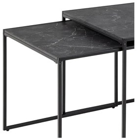 Set di tavolini da salotto color nero opaco con piano effetto marmo 3 pz 60x120 cm Infinity – Actona