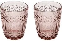 Set 2 bicchieri acqua vetro viola lavorato Amalia