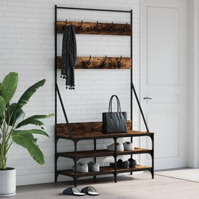 Appendiabiti Con Porta Scarpe Rovere Fumo 100x40x184 Cm /