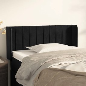 Testiera Ad Orecchio Nera 83x16x78/88 Cm İn Velluto /
