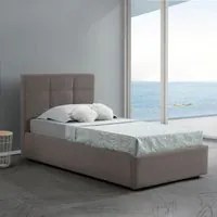 Letto singolo con contenitore Napoli tessuto colore tortora