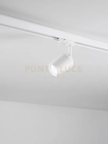 Faretto in alluminio colore bianco per binario trifase 1 luce attac...