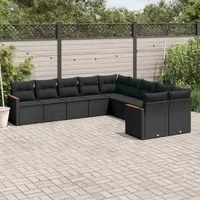 Set Divani da Giardino 10pz con Cuscini in Polyrattan Nerocod mxl 112471