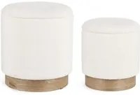 Set 2 Pouf Contenitore Zoya Bianco