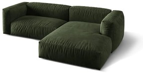 Divano angolare componibile verde (con penisola a destra/con chaise lounge) con rivestimento in velluto Martina – Micadoni