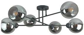 Lampadario a sospensione con supporto rigido VASCO 6xE27/60W/230V nero/fumé nero