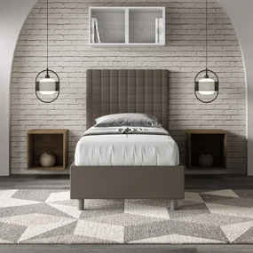 Letto senza rete imbottito 80x210 similpelle cappuccino Sunny