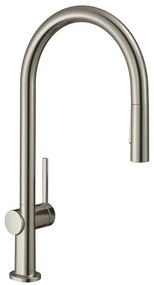 Rubinetto da cucina a doccetta a collo di cigno Talis M54 argento pvd satinato HANSGROHE