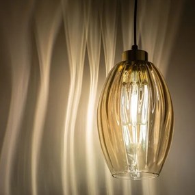 Lampadario LED a cavo SEBO 1xE27/15W/230V nero/beige fumato