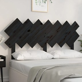 Testiera Per Letto Nera 141x3x80,5 Cm İn Legno Massello Di Pino /