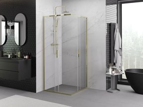 Mexen Exo-S Duo cabina doccia quadrata scorrevole 100 x 100 cm, trasparente, dorata - 8111-100-100-50-00