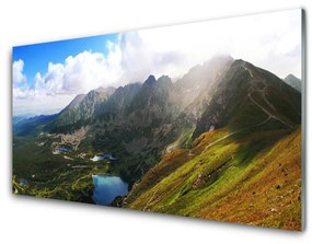 Quadro vetro Montagne Prato Paesaggio 100x50 cm