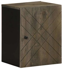 Mobile Da Bagno A Parete Nero 38x33x48 Cm Legno Massello Mango /