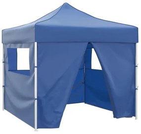 Tenda Pieghevole Blu 3 x 3 m con 4 Pareti