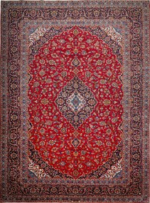 Kashan Tappeto 400 x 300 Blu (Iran) Annodato A Mano