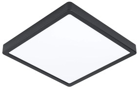 Plafoniera Quadrata Esterno Argolis 2 Acciaio Nero Policarbonato Bianco Led