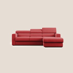 Dylan divano angolare con pouf estraibile poggiapiedi in tessuto simil cotone impermeabile T13