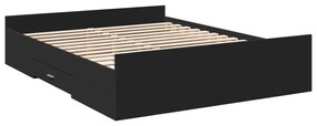 Giroletto con cassetti nero 140x200 cm in legno multistrato