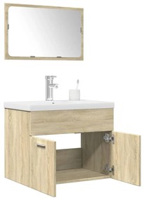 Set Mobili Da Bagno 3 Pz Rovere Sonoma İn Legno Multistrato /