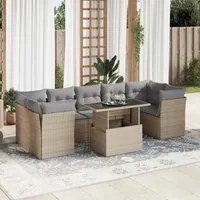 Set Divano da Giardino 8 pz con Cuscini Beige in Polyrattan 3326120