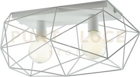 Plafoniera abraxas bianca 2 luci attacco e27 60x30x26,5cm in metallo