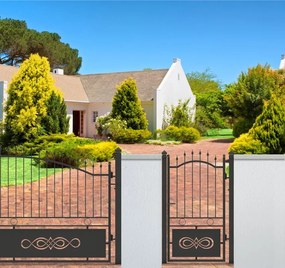 Cancello manuale battente Lavaredo in ferro, apertura a destra, L 104.5, H 180-195 cm, di colore nero