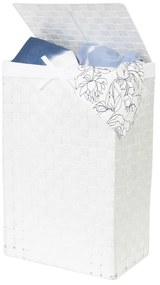 Cesto da bucato bianco con coperchio Cesto da bucato in lino, altezza 60 cm - Compactor