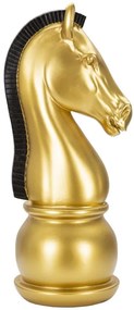 Cavallo Scacchiera in Oro e Nero - Eleganza da Esposizione 18,5x50 cm